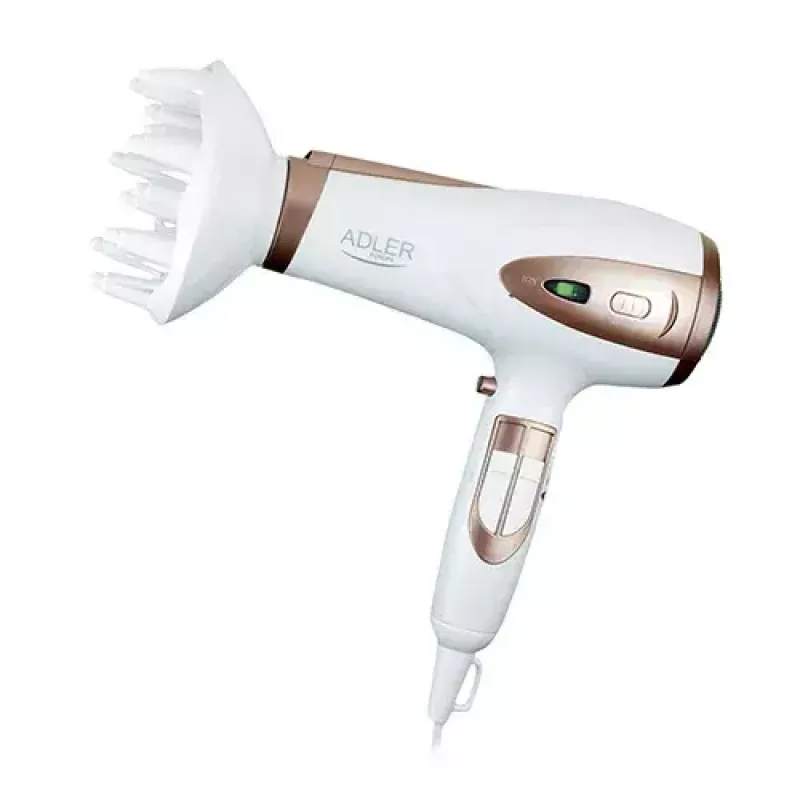 Asciugacapelli Adler AD 2248 2400 W 3 impostazioni di temperatura funzione ionica diffusore beccuccio bianco