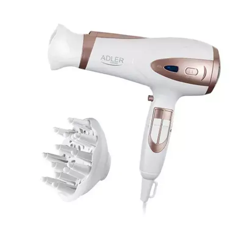 Asciugacapelli Adler AD 2248 2400 W 3 impostazioni di temperatura funzione ionica diffusore beccuccio bianco