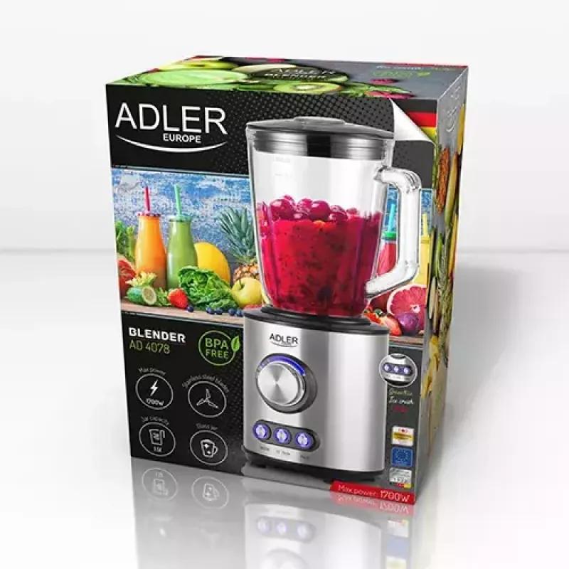 Frullatore da tavolo Adler AD 4078 nero acciaio inox trasparente