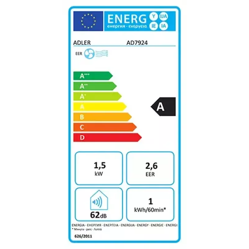 Adler AD 7924 condizionatore portatile 63 dB bianco
