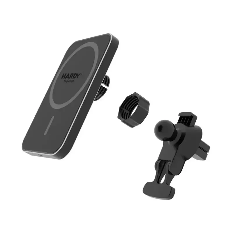 Caricabatterie wireless da auto 3MK HARDY MagCharger — auto USB-C 5/9V, ricarica wireless rapida, nero