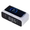 Sveglia Adler AD 1192W – sveglia da comodino compatta con caricabatterie wireless e ingresso AUX, bianco