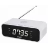 Sveglia Adler AD 1192W – sveglia da comodino compatta con caricabatterie wireless e ingresso AUX, bianco