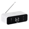 Sveglia Adler AD 1192W – sveglia da comodino compatta con caricabatterie wireless e ingresso AUX, bianco
