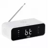 Sveglia Adler AD 1192W – sveglia da comodino compatta con caricabatterie wireless e ingresso AUX, bianco