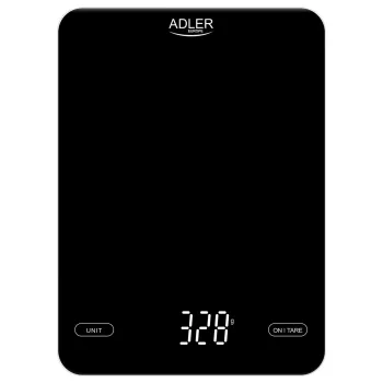 Bilancia da cucina elettronica Adler AD 3177b – capacità 10 kg, precisione 1 g, nero, superficie in vetro