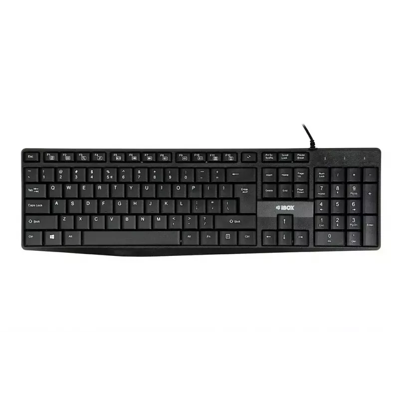 Tastiera USB con filo IBOX Eris IKC2010B – full-size 105 tasti, USB, resistente all'acqua, nero
