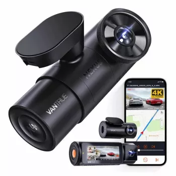 Dashcam VANTRUE N4 PRO dashcam a 3 canali, telecamera principale 3840×2160, 165° anteriore, 160° abitacolo, GPS, Wi‑Fi, display IPS, MicroSD fino a 512GB