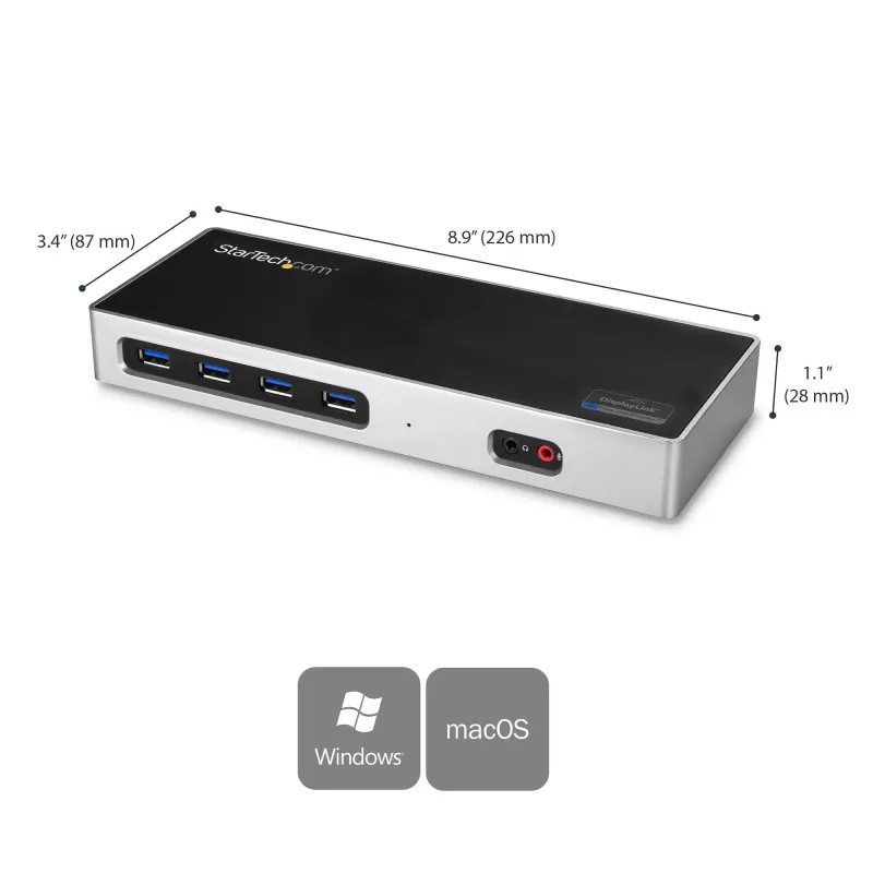 StarTech.com dock USB-C e USB-A - Dock dual-monitor 4K 60Hz DisplayPort + HDMI - Docking station ibrida USB 3.0 per laptop USB-C o USB-A - 6x USB Type-A, GbE - USB 3.1 Gen 1 - Mac/Windows