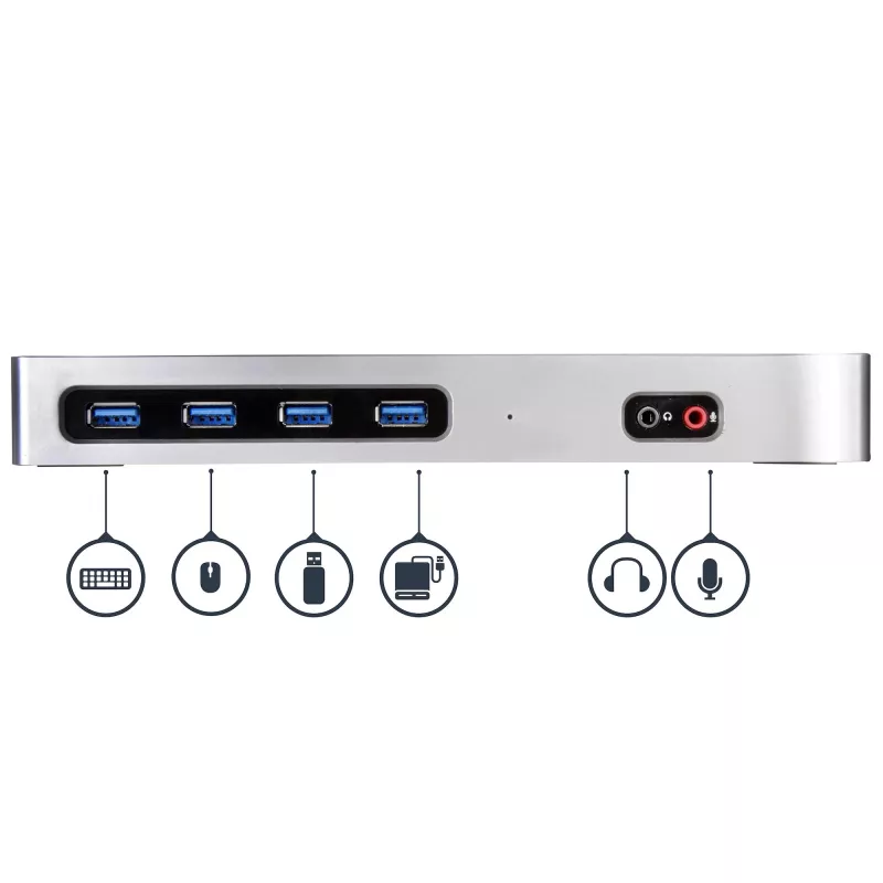 StarTech.com dock USB-C e USB-A - Dock dual-monitor 4K 60Hz DisplayPort + HDMI - Docking station ibrida USB 3.0 per laptop USB-C o USB-A - 6x USB Type-A, GbE - USB 3.1 Gen 1 - Mac/Windows