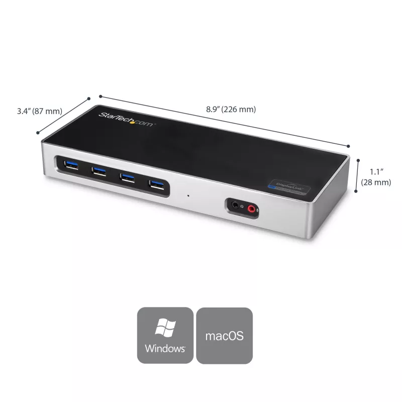 StarTech.com dock USB-C e USB-A - Dock dual-monitor 4K 60Hz DisplayPort + HDMI - Docking station ibrida USB 3.0 per laptop USB-C o USB-A - 6x USB Type-A, GbE - USB 3.1 Gen 1 - Mac/Windows