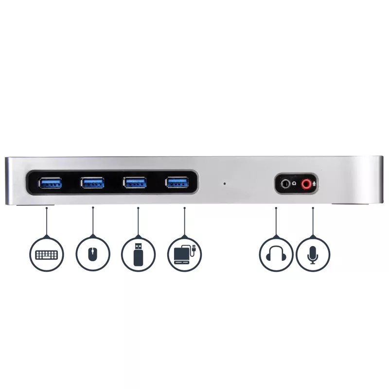 StarTech.com dock USB-C e USB-A - Dock dual-monitor 4K 60Hz DisplayPort + HDMI - Docking station ibrida USB 3.0 per laptop USB-C o USB-A - 6x USB Type-A, GbE - USB 3.1 Gen 1 - Mac/Windows
