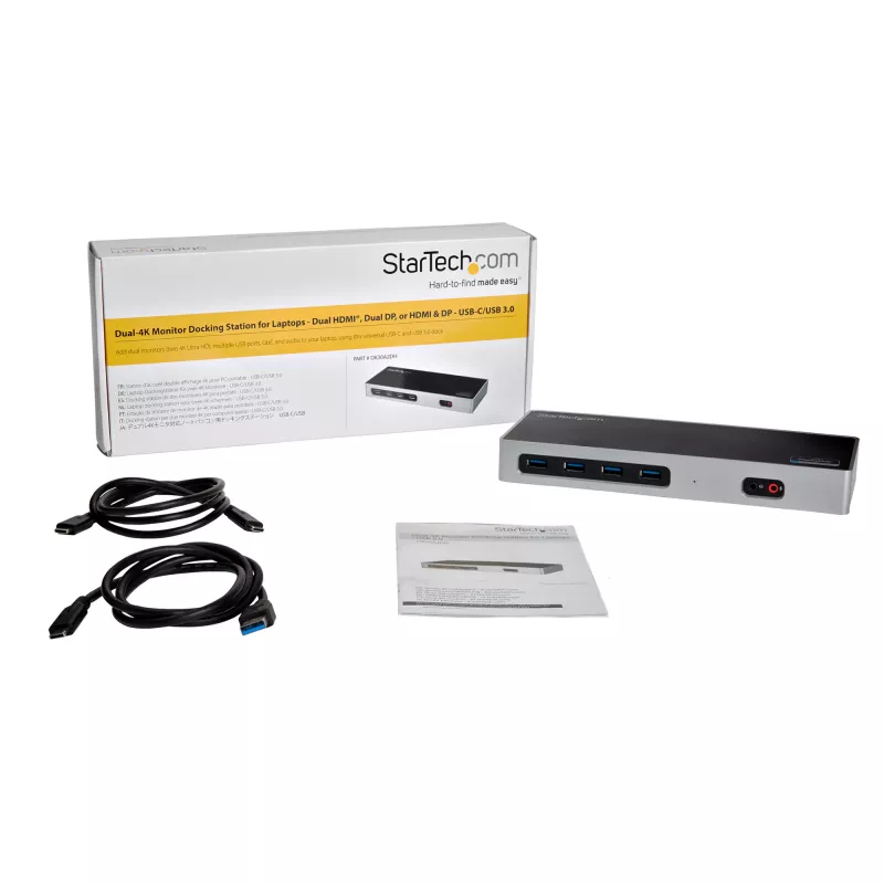 StarTech.com dock USB-C e USB-A - Dock dual-monitor 4K 60Hz DisplayPort + HDMI - Docking station ibrida USB 3.0 per laptop USB-C o USB-A - 6x USB Type-A, GbE - USB 3.1 Gen 1 - Mac/Windows