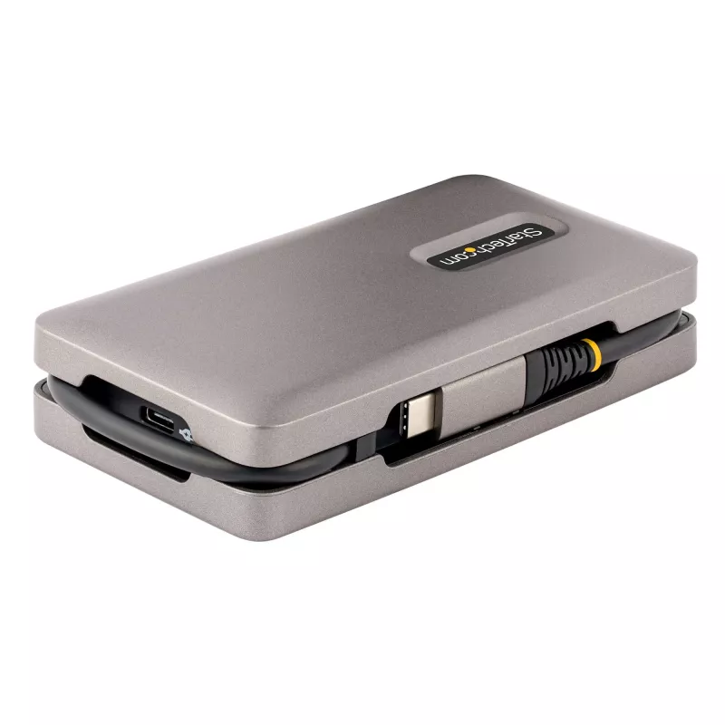 StarTech.com Adattatore multiporta USB-C, 4K 60Hz HDMI 2.0b, HDR, hub USB 3.2 Gen 2 10Gbps (2xUSB-C, 1xUSB-A), 100W PD Pass-Through, Mini Travel Dock, cavo da 12 pollici/30cm, docking station per laptop