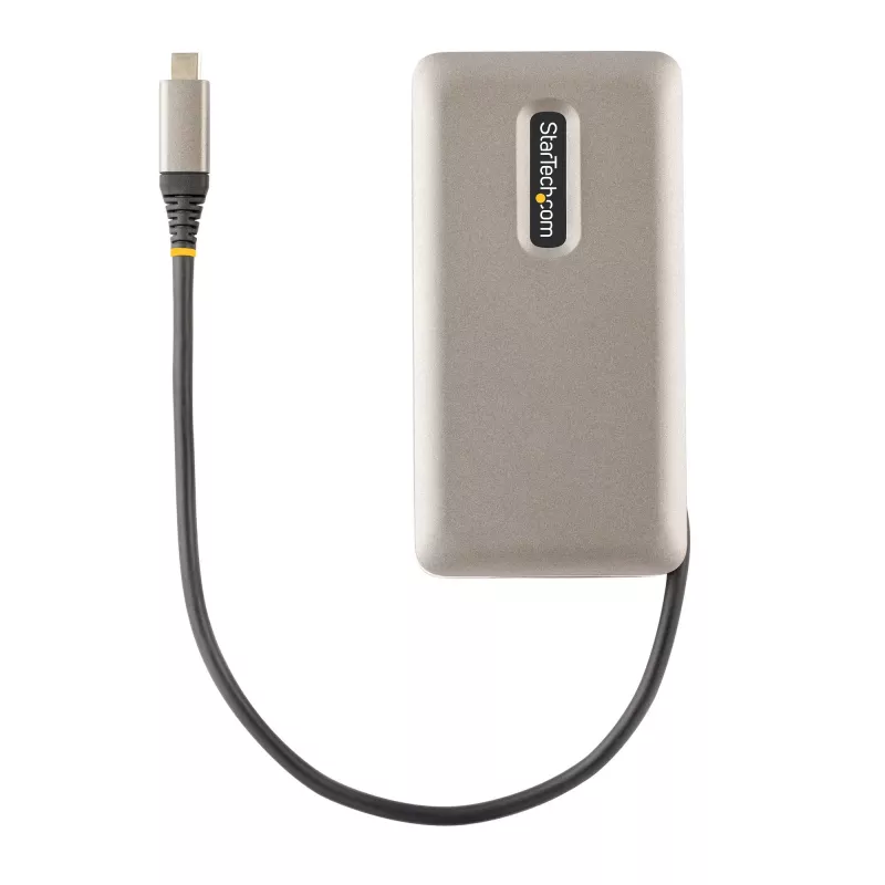 StarTech.com Adattatore multiporta USB-C, 4K 60Hz HDMI 2.0b, HDR, hub USB 3.2 Gen 2 10Gbps (2xUSB-C, 1xUSB-A), 100W PD Pass-Through, Mini Travel Dock, cavo da 12 pollici/30cm, docking station per laptop