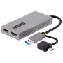 StarTech.com Adattatore USB a doppio HDMI, USB-A/C su 2 display HDMI (1x 4K30Hz, 1x 1080p), dongle USB-A a C integrato, cavo da 11 cm, adattatore display USB 3.0 a HDMI, Windows e macOS