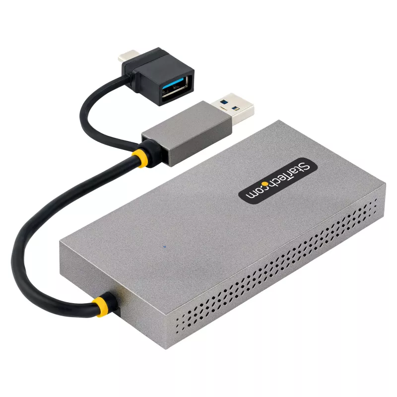 StarTech.com Adattatore USB a doppio HDMI, USB-A/C su 2 display HDMI (1x 4K30Hz, 1x 1080p), dongle USB-A a C integrato, cavo da 11 cm, adattatore display USB 3.0 a HDMI, Windows e macOS