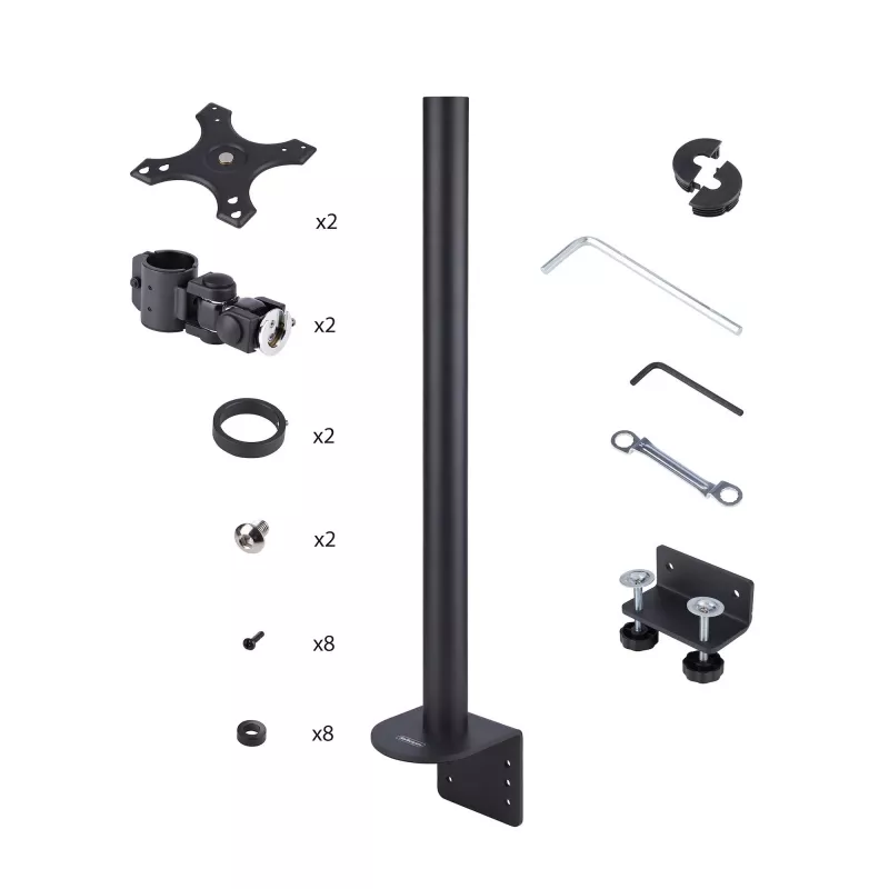 StarTech.com Supporto da tavolo per 2 monitor impilati verticalmente, doppio 49 pollici, totale 32 kg, morsetto a C, sistema VESA Quick-Release, widescreen 16:9/ultrawide 32:9, TAA