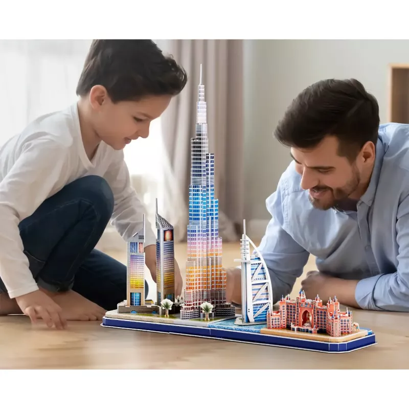 Puzzle 3D CubicFun City Line Dubai LED, 182 pezzi, 532×48 mm, da 10 anni