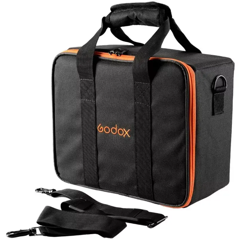 Borsa per fotocamera Godox CB-12 per AD600Pro, flanella/nylon, nero e arancione, con tracolla
