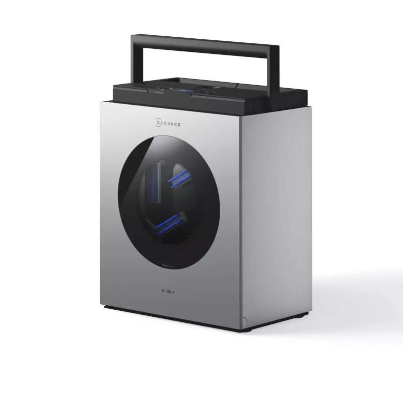 Robot lavavetri Ecovacs WINBOT W3 OMNI, batteria ricaricabile 4500 mAh, 270×270×76 mm, argento/bianco