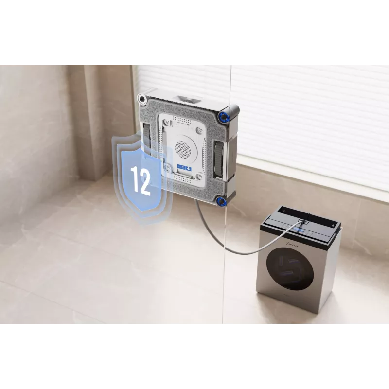 Robot lavavetri Ecovacs WINBOT W3 OMNI, batteria ricaricabile 4500 mAh, 270×270×76 mm, argento/bianco