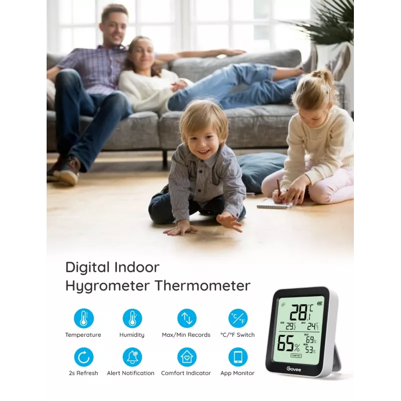 Govee H5075 sensore di temperatura e umidità per interni autonomo wireless