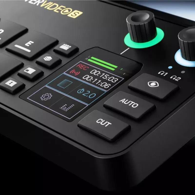 Console di produzione multicanale per podcast e livestream Rode RodeCaster Video S RCVS-E – touchscreen, Wi-Fi, Bluetooth 5.3, 5x USB-C, 3x ingresso HDMI, 1x uscita HDMI, microSD