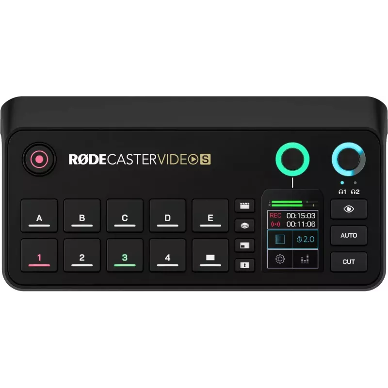 Console di produzione multicanale per podcast e livestream Rode RodeCaster Video S RCVS-E – touchscreen, Wi-Fi, Bluetooth 5.3, 5x USB-C, 3x ingresso HDMI, 1x uscita HDMI, microSD