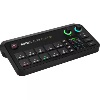 Console di produzione multicanale per podcast e livestream Rode RodeCaster Video S RCVS-E – touchscreen, Wi-Fi, Bluetooth 5.3, 5x USB-C, 3x ingresso HDMI, 1x uscita HDMI, microSD