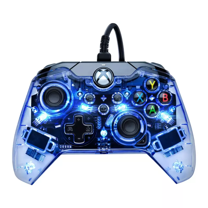 PDP Afterglow controller con filo, blu/trasparente, USB, Xbox One, Series X/S