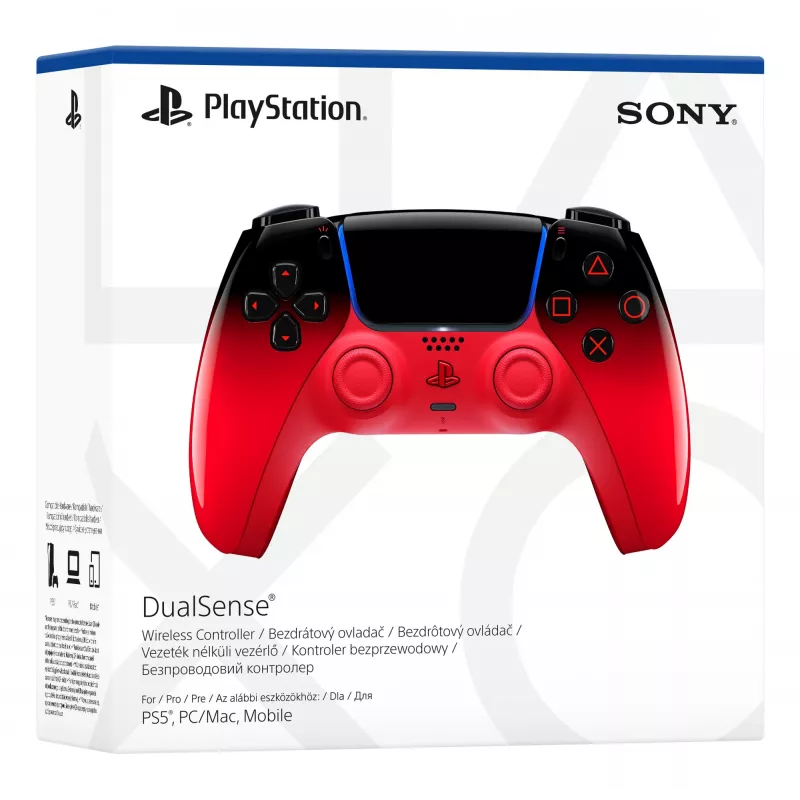Gamepad Sony DualSense per PlayStation 5 – Bluetooth/USB, batteria, nero/rosso, USB-C, 188×69×189 mm