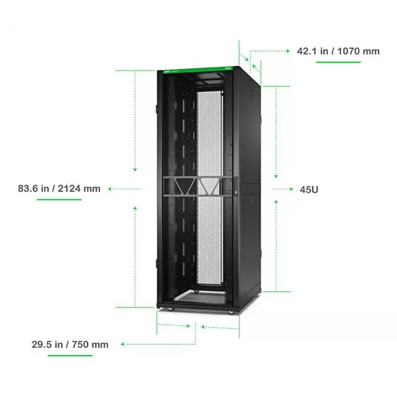 APC NetShelter SX Server Rack Gen 2, 45U, 2124H x 750W x 1070D mm, con pannelli laterali, nero