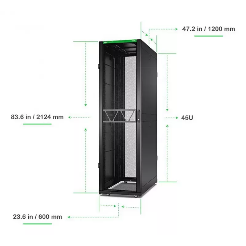 APC NetShelter SX Server Rack Gen 2, 45U, 2124H x 600W x 1200D mm, con pannelli laterali, nero
