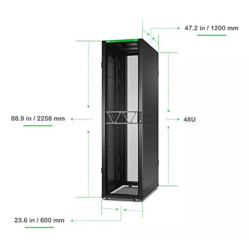 APC NetShelter SX Server Rack Gen 2, 48HE, 2258H x 600B x 1200T mm, con pannelli laterali, nero
