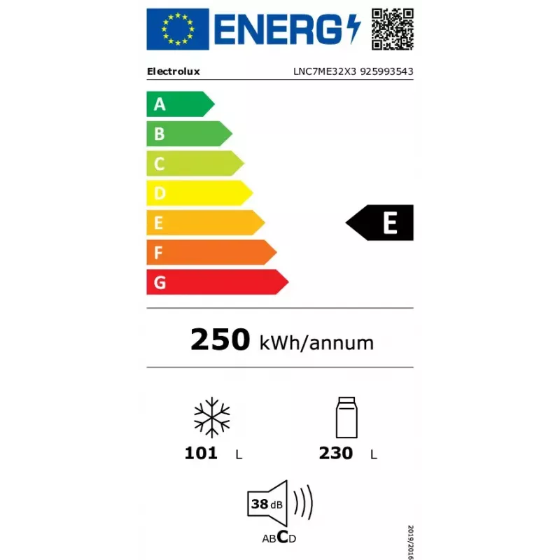 Electrolux LNC7ME32X3 a libera installazione 330 L acciaio inox