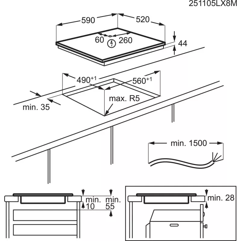 Electrolux EIV634 piano cottura a induzione da incasso 60 cm nero 4 zone