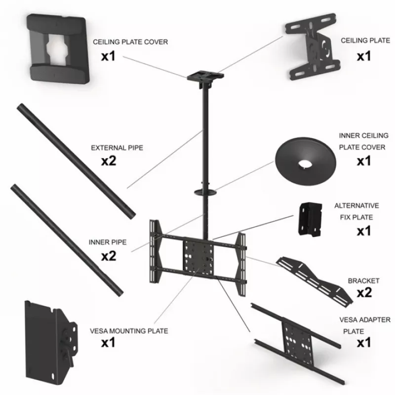 Supporto a soffitto Multibrackets M Public Large Single nero 3000