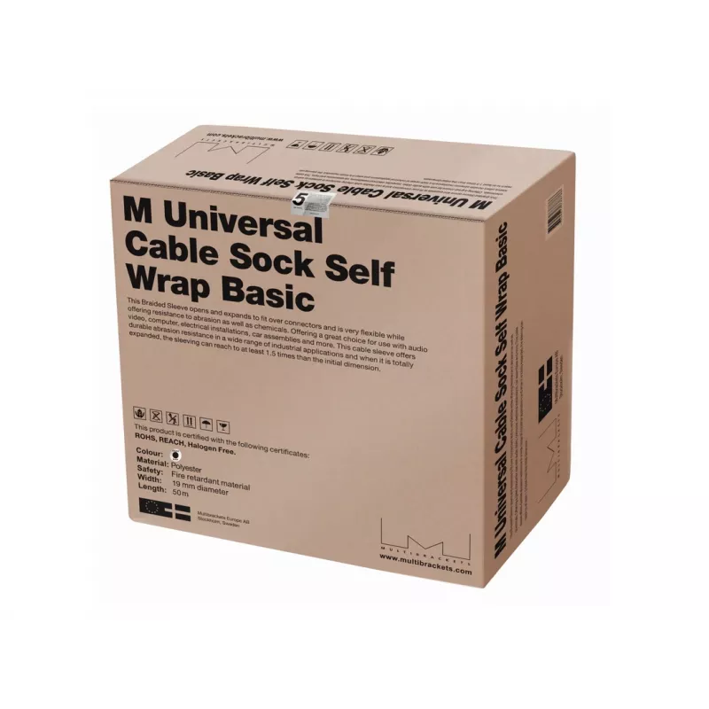 Guaina per cavi Multibrackets M Universal Cable Sock Self Wrap Basic 19 mm nero 50 m, poliestere, -50–150 °C