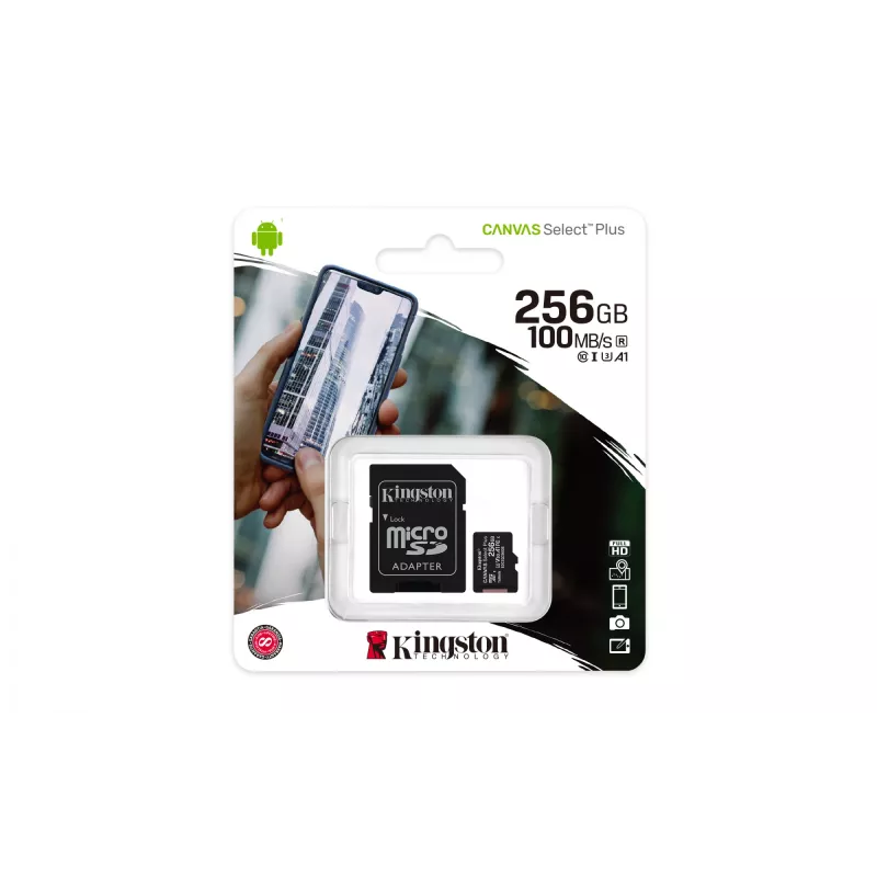 Kingston Technology Canvas Select 256GB microSDXC Plus 100R A1 C10 scheda + adattatore