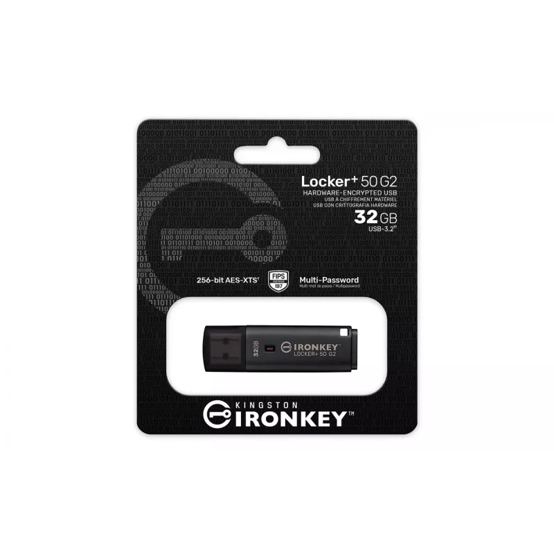 Chiavetta USB KINGSTON IronKey Locker Plus 50 G2 32 GB, USB 3.2 Gen 1 Type-A, AES-256, FIPS 197