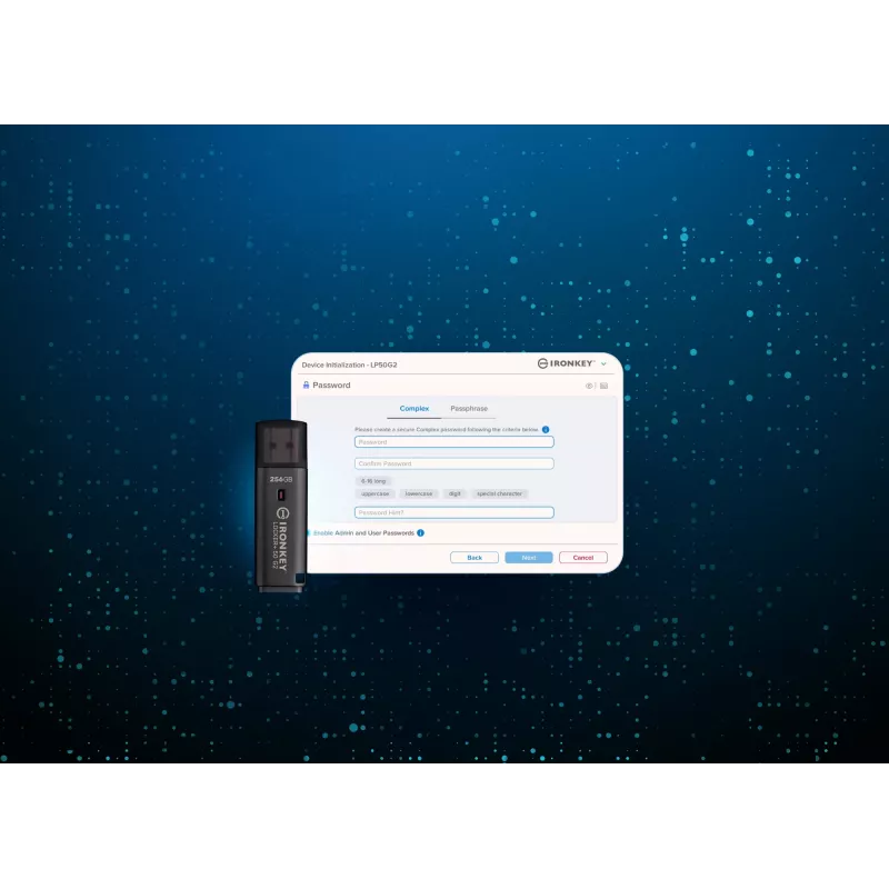 Chiavetta USB KINGSTON IronKey Locker Plus 50 G2 256 GB, USB Type-A, USB 3.2 Gen 1, AES-256, FIPS 197