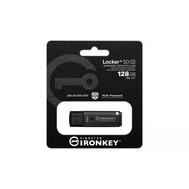 Chiavetta USB KINGSTON IronKey Locker Plus 50 G2 128GB, USB Type-A, USB 3.2 Gen 1, AES-256, FIPS 197