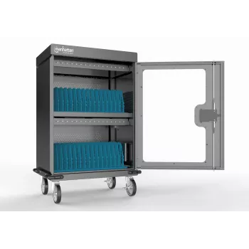 Manhattan carrello di ricarica 32 posti via USB-C per iPad fino a 13 pollici, MacBook Air fino a 15 pollici e Chromebook 15,6 pollici, anche altri tablet/smartphone (con cavo dispositivo-USB-C), scomparti 404x27,6x283mm, cavo di ricarica per dispositivi non incluso (cavo USB-C consigliato 354868), case