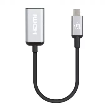 Manhattan cavo USB-C a HDMI, 4K@60Hz, 5 Gbit/s (USB 3.2 Gen1 alias USB 3.0), 15 cm, nero, connettore maschio a connettore femmina, tre anni di garanzia