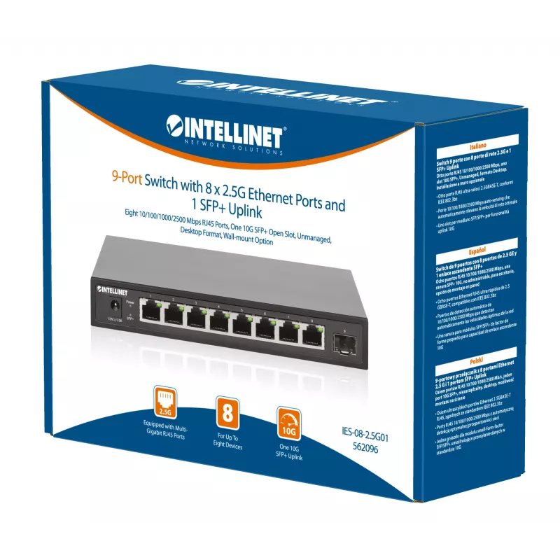 Intellinet switch a 9 porte 8 x porte Ethernet 2,5G e 1 uplink SFP+