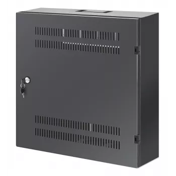 Intellinet armadio a parete low-profile 19 pollici con 4U guide orizzontali e 2U verticali, case sottile e salvaspazio con soli 170 mm di profondità, ideale per applicazioni AV, multimedia e di sorveglianza, montato, nero RAL 7021