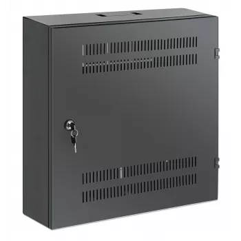 Intellinet armadio a parete low-profile 19 pollici con 4U guide orizzontali e 2U verticali, case sottile e salvaspazio con soli 170 mm di profondità, ideale per applicazioni AV, multimedia e di sorveglianza, montato, nero RAL 7021