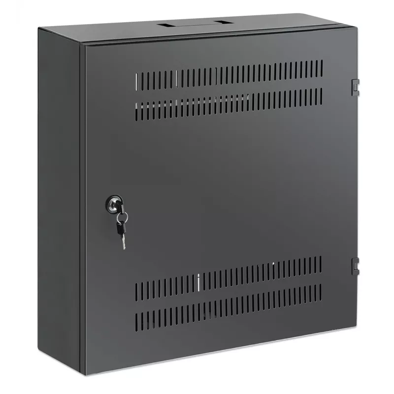 Intellinet armadio a parete low-profile 19 pollici con 4U guide orizzontali e 2U verticali, case sottile e salvaspazio con soli 170 mm di profondità, ideale per applicazioni AV, multimedia e di sorveglianza, montato, nero RAL 7021