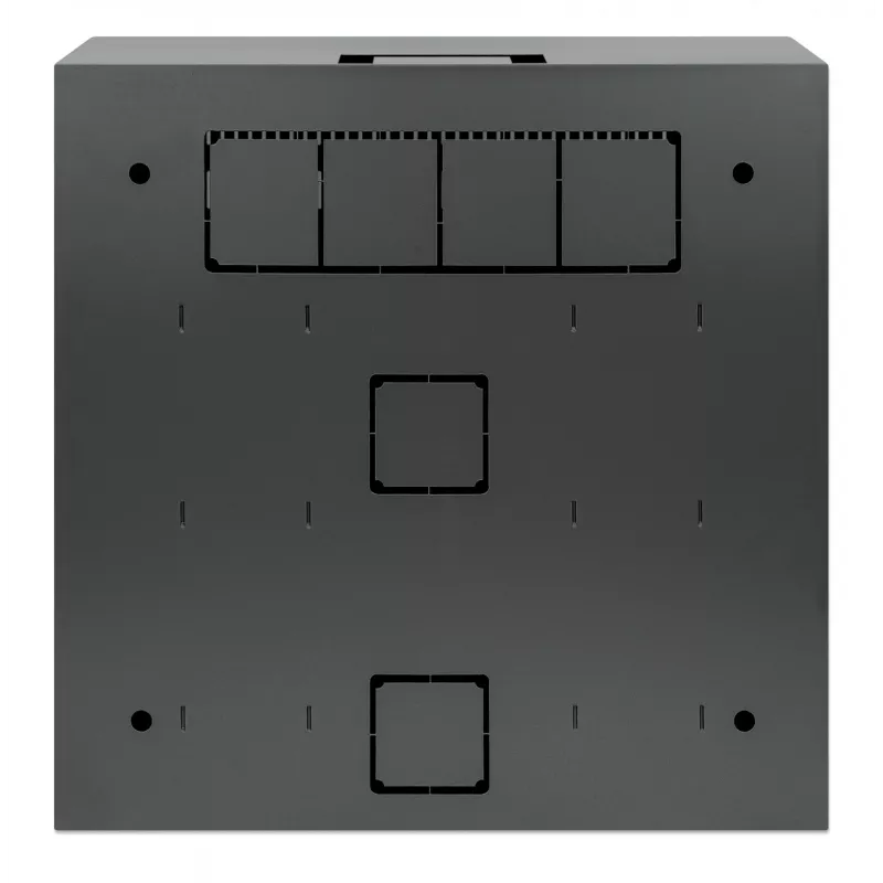 Intellinet armadio a parete low-profile 19 pollici con 4U guide orizzontali e 2U verticali, case sottile e salvaspazio con soli 170 mm di profondità, ideale per applicazioni AV, multimedia e di sorveglianza, montato, nero RAL 7021